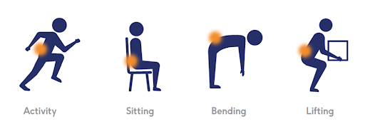 Activities that worsen vertebrogenic pain - Activity, Sitting, Bending, Lifting